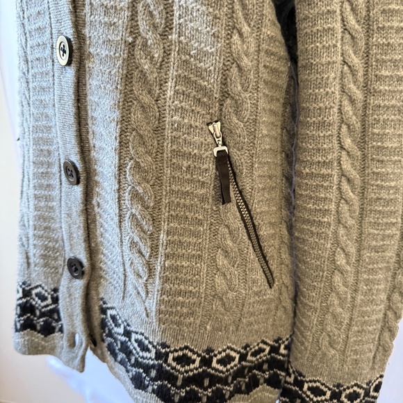 BOGNER FIRE & ICE BUTTON FRONT CARDIGAN SWEATER WOOL BLD CABLE KNIT APRES SKI S - Picture 7 of 10